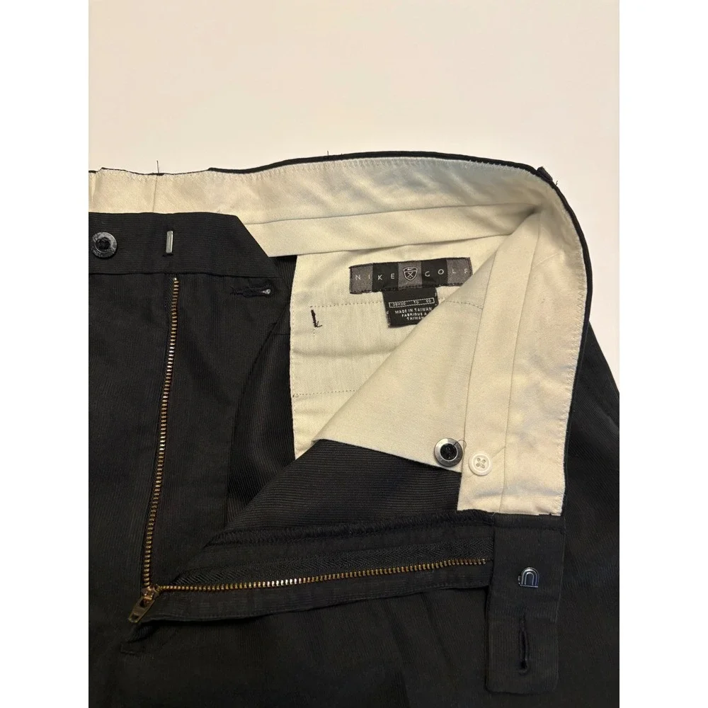 Nike Golf Pleated Trousers Mens 38x30 Black Straight Leg Corduroy Pants Rayon